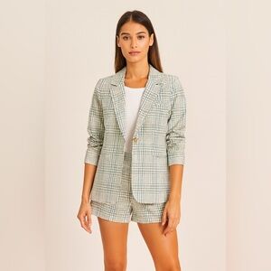 Greylin Checkered Blazer - Cream and Green, size S